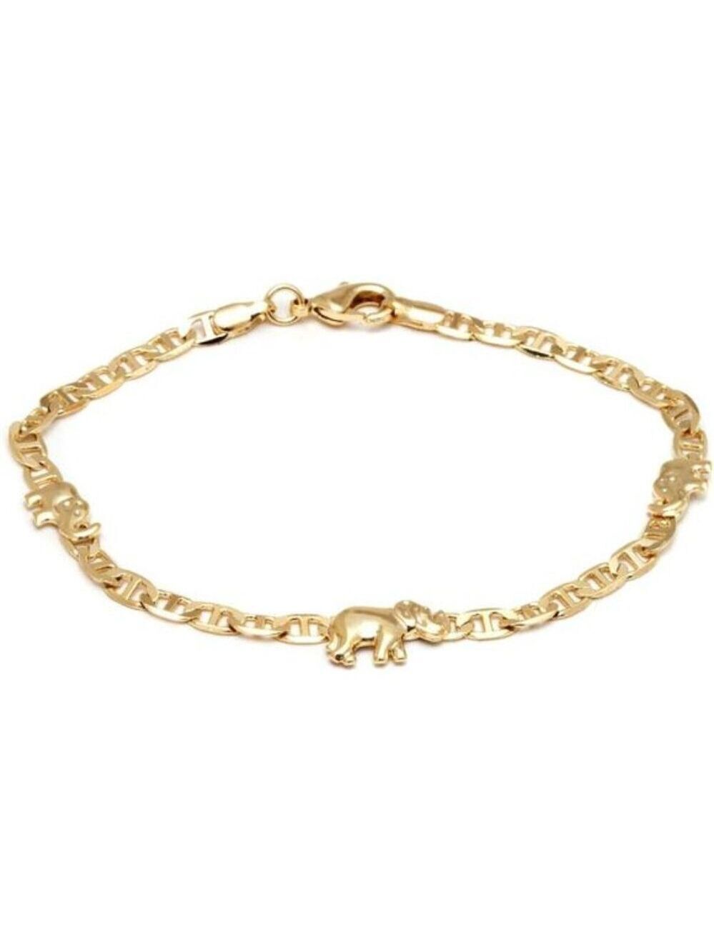 18K gold plated elephant anklet for women lucky charm jewelry made in Brazil